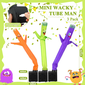 Poen 3 Pcs Winter Mini Inflatable Tube Man Gift Wacky Waving Inflatable Tube Guy With Blower Desktop Mini Dancer Tubes Man Gift For Winter Man Women Birthday Party Decoration(Funny)
