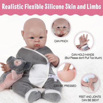 Vollence 19 Inch Realistic Full Body Silicone Baby Doll That Look Real Boy,Not Vinyl Material Dolls,Lifelike Baby Dolls,Reborn Baby Doll, Real Baby Doll - Boy