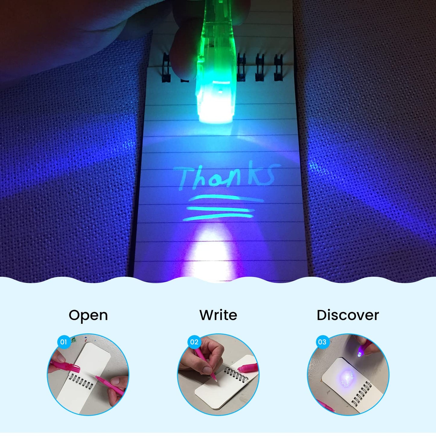 JOYRANGE 12-Pack Party Favors for Kids - Invisible Ink Pens (12) Top Secret Notepads (12) Great Idea for Party Favors and Games,