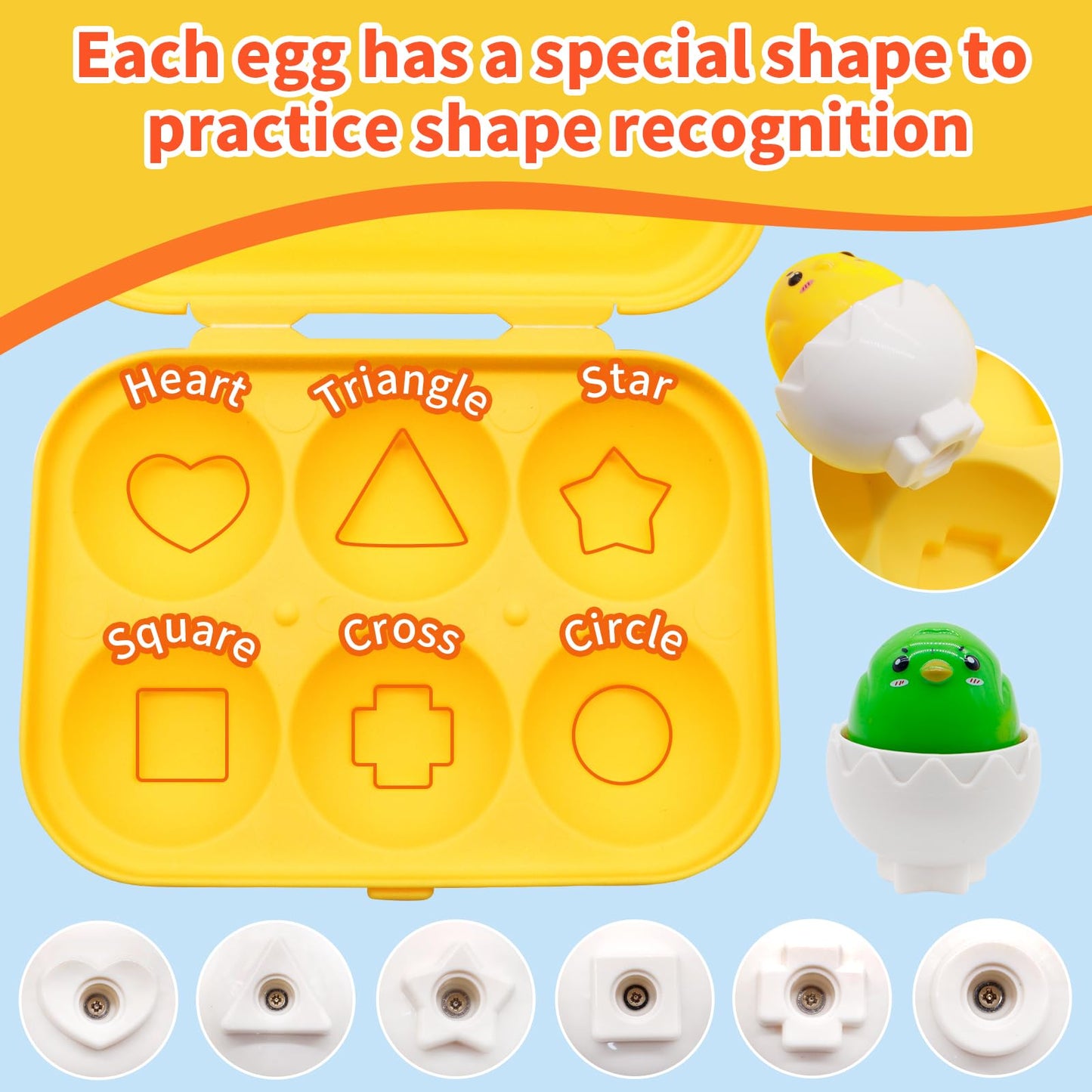 Moontoy Easter Eggs Toy Toddler Learning Toys For 1 2 3 Year Old Girl Boy Birthday Gift Educational Montessori Matching Egg Shap