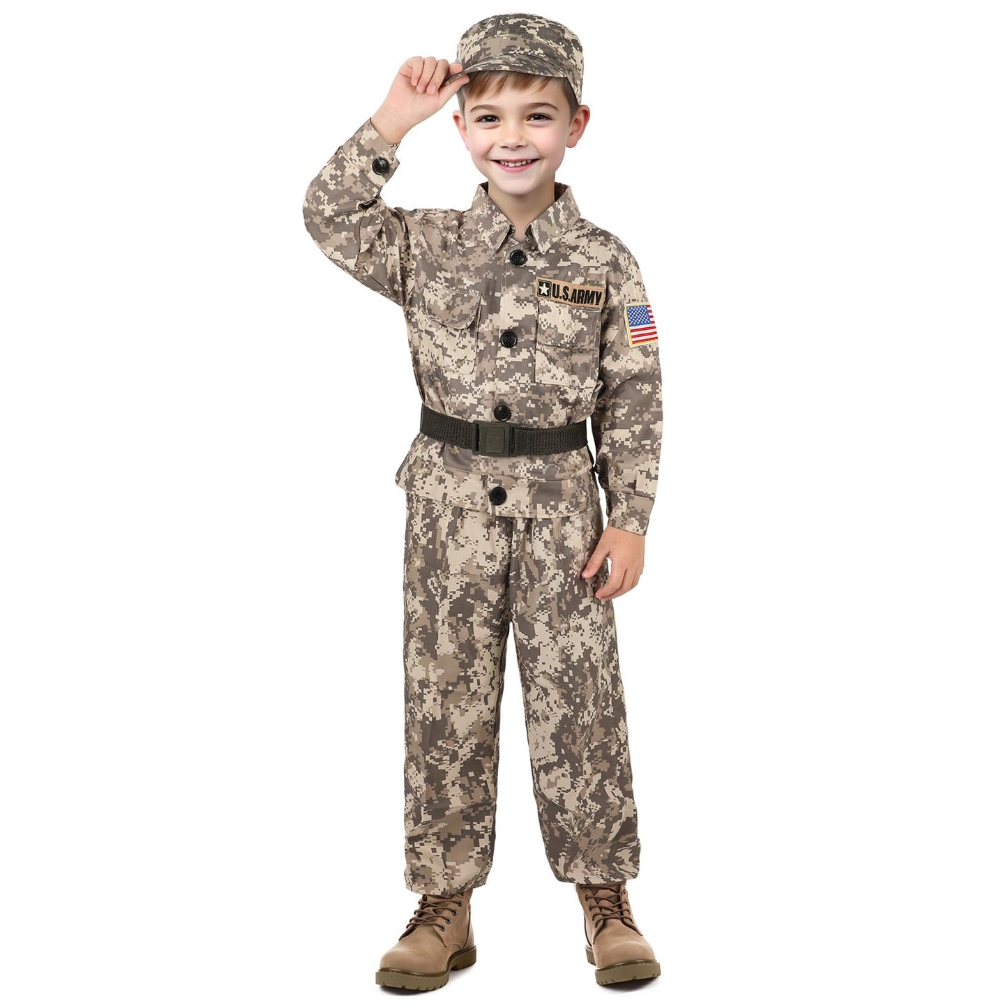 Giftinbox Army Costume For Kids, Soldier Military Costumes For Boys, Halloween Costumes For Kids Boys, Kids Army Soldier Uniform Age 3-10 Size L