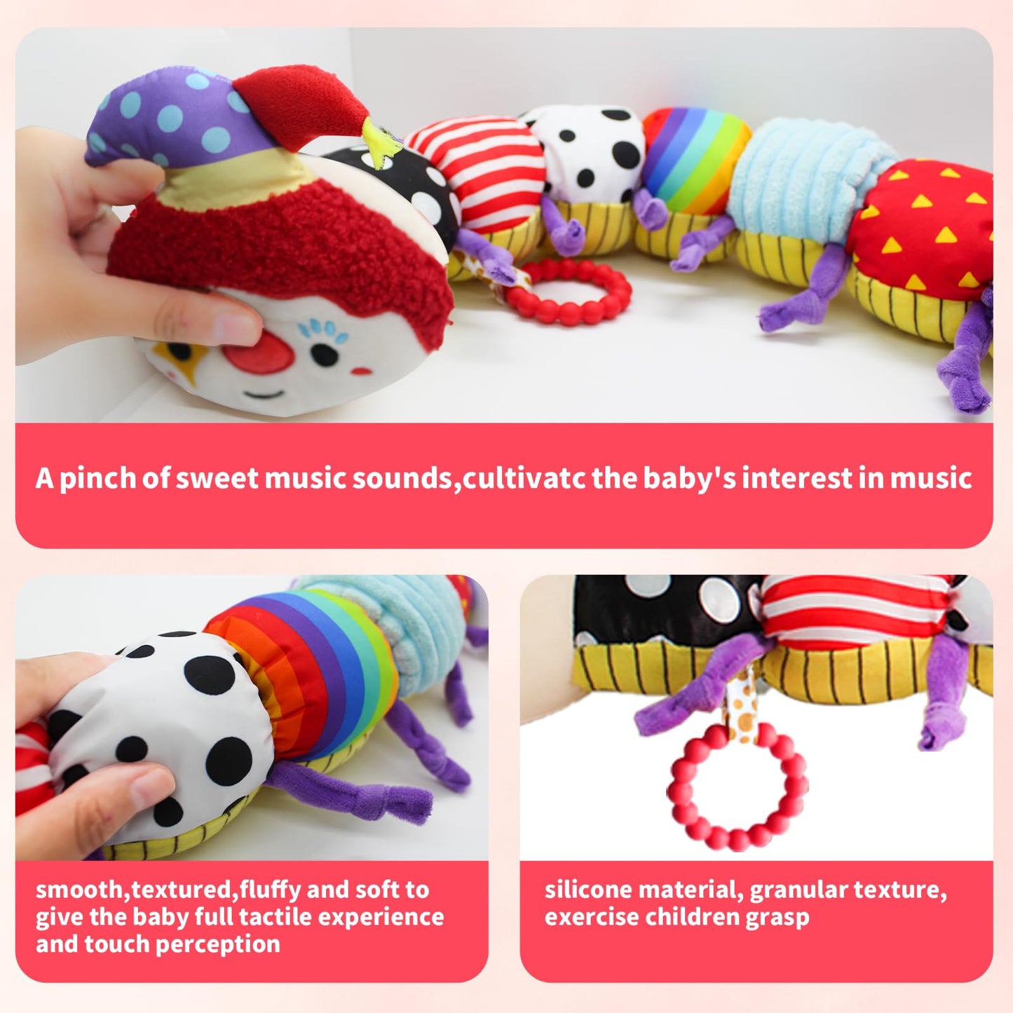 Baby Toy Plush Toy Musical Stuffed Animal Infant Soft Sensory Toys With Crinkle Rattles For Newborn 0-3-6-12 Months Birthday Gif
