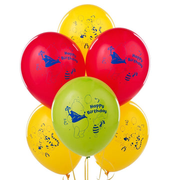 CelebrateExpress Winnie The Pooh Happy Birthday Latex Balloons (6) Party Supplies