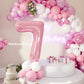 Rainbowq Party 7 Balloon Number 40 Inch For Boy Or Girl Big Pink 0-9 Foil Mylar Large 7 Number Balloon Happy 7Th Birthday Party
