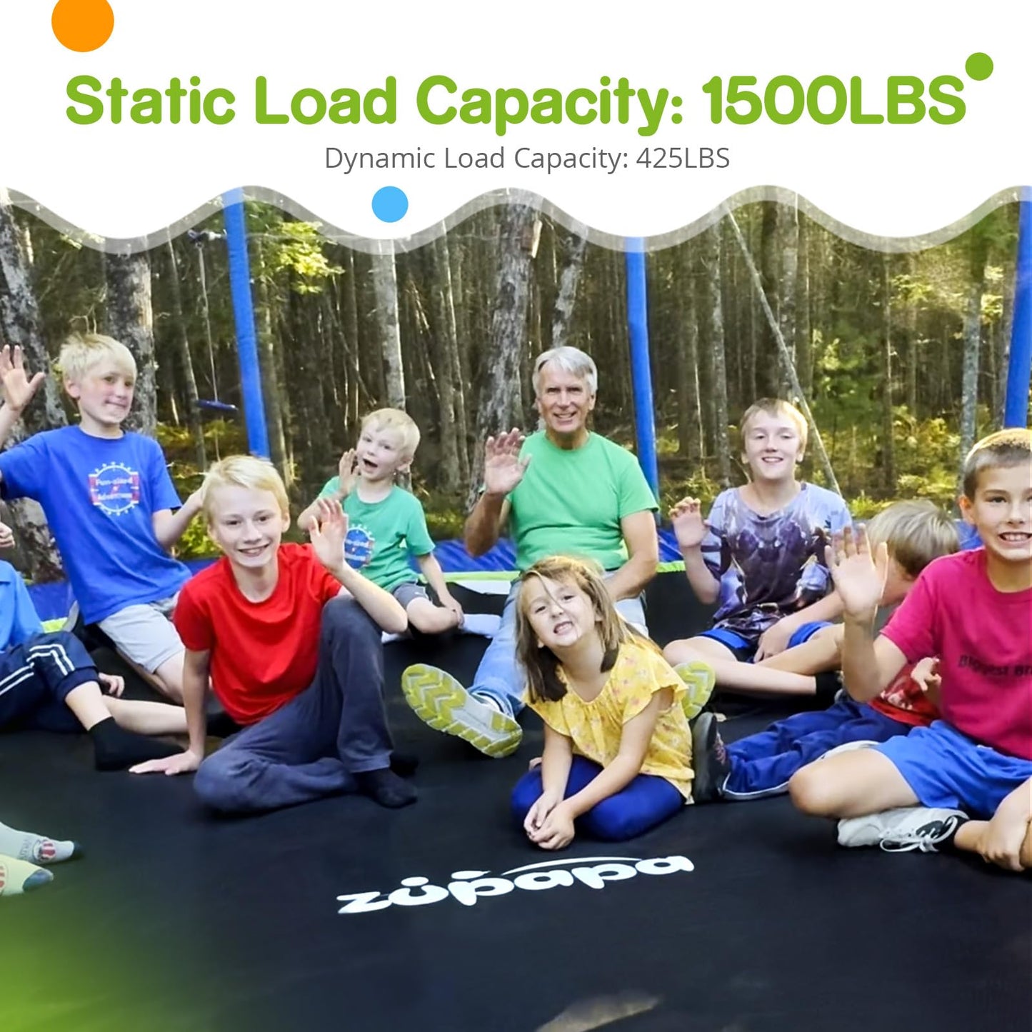 Zupapa Trampolines No-Gap Design 1500 LBS Weight Capacity 16 15 14 12 10 8FT for Kids Children with Safety Enclosure Net Outdoor