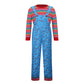 Foghorn Kids Chucky Halloween Costume Boys Girls Blue Floral Overalls Striped Top Rompers Jumpsuit Cosplay Outfit(150)