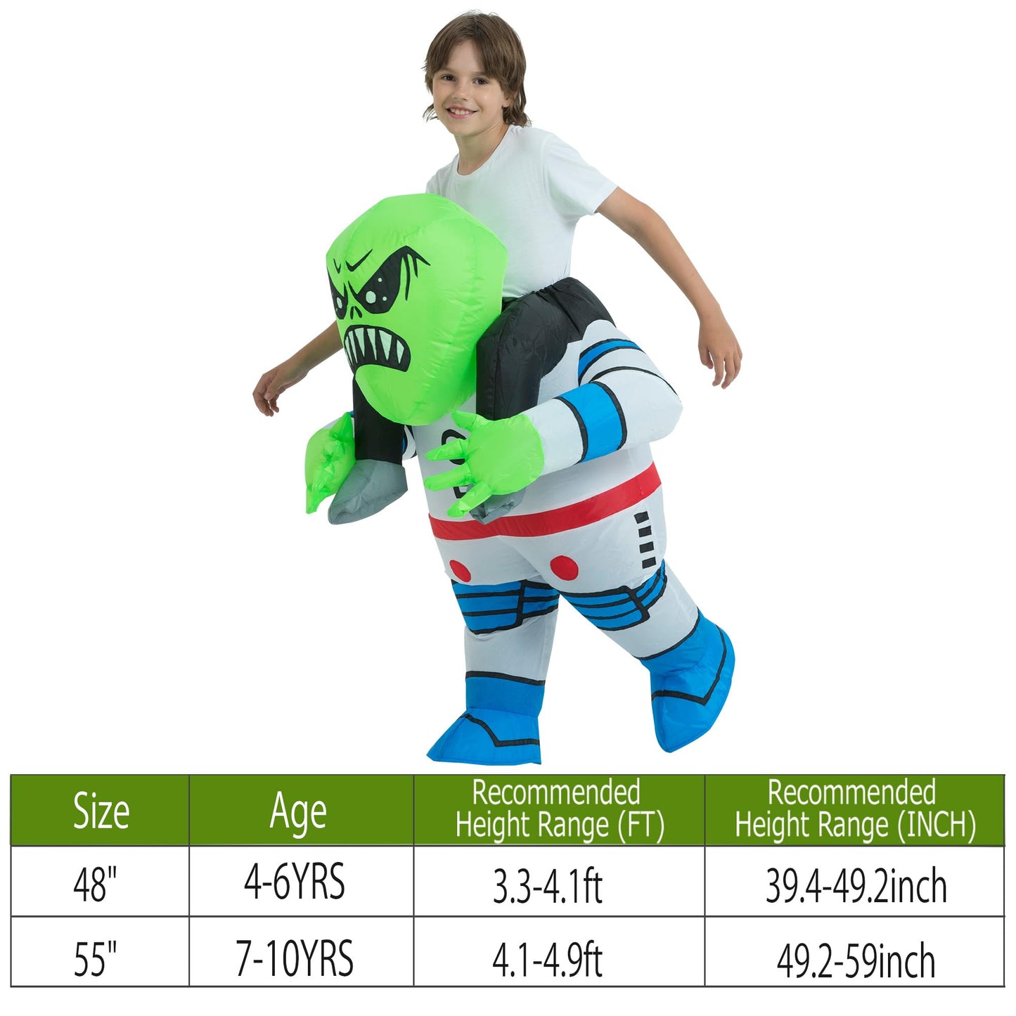 One Casa Blow Up Costume Child,Inflatable Costumes For Kids,Riding Alien Costume,Halloween Costumes For Boys/Girls (4-6Yrs)