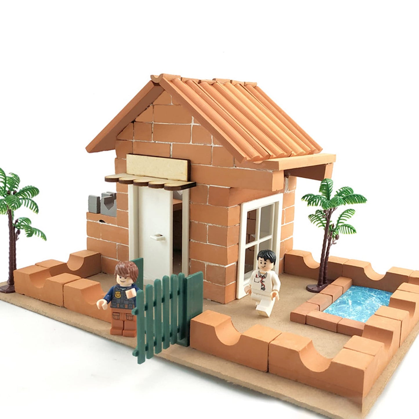 Cayway 300 Pcs Mini Red Wall Bricks Miniature Brick Scale Model Bricks, 2 Size Mini Bricks Model Sand Table Micro Landscape Acce