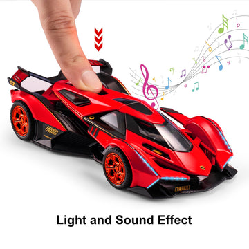 SASBSC Toy Cars Lambo V12 Race Car Toys with Light and Sound Diecast Metal Model Cars for 3+ Year Old Boys Pull Back Car Gift To