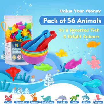 Lokipa Counting Ocean Animal Toys, Color Sorting Set Ocean Animal Matching Game With Rainbow Sorting Cups Montessori Educational Sensory Toys For Toddlers Kids Ages 3 Years And Up