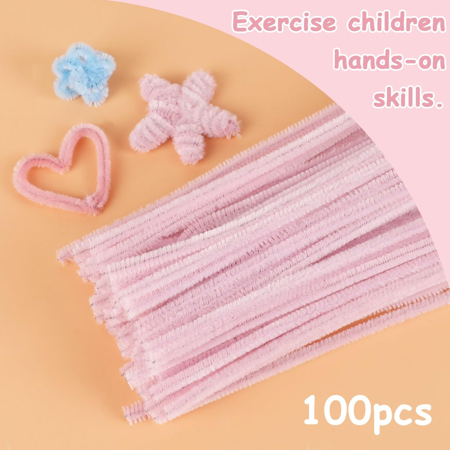 LOMIMOS 100Pcs Pipe Cleaners Craft,Pipe Cleaners Chenille Stem Fuzzy Sticks Craft Supplies for Home DIY Handcraft Art Festival (