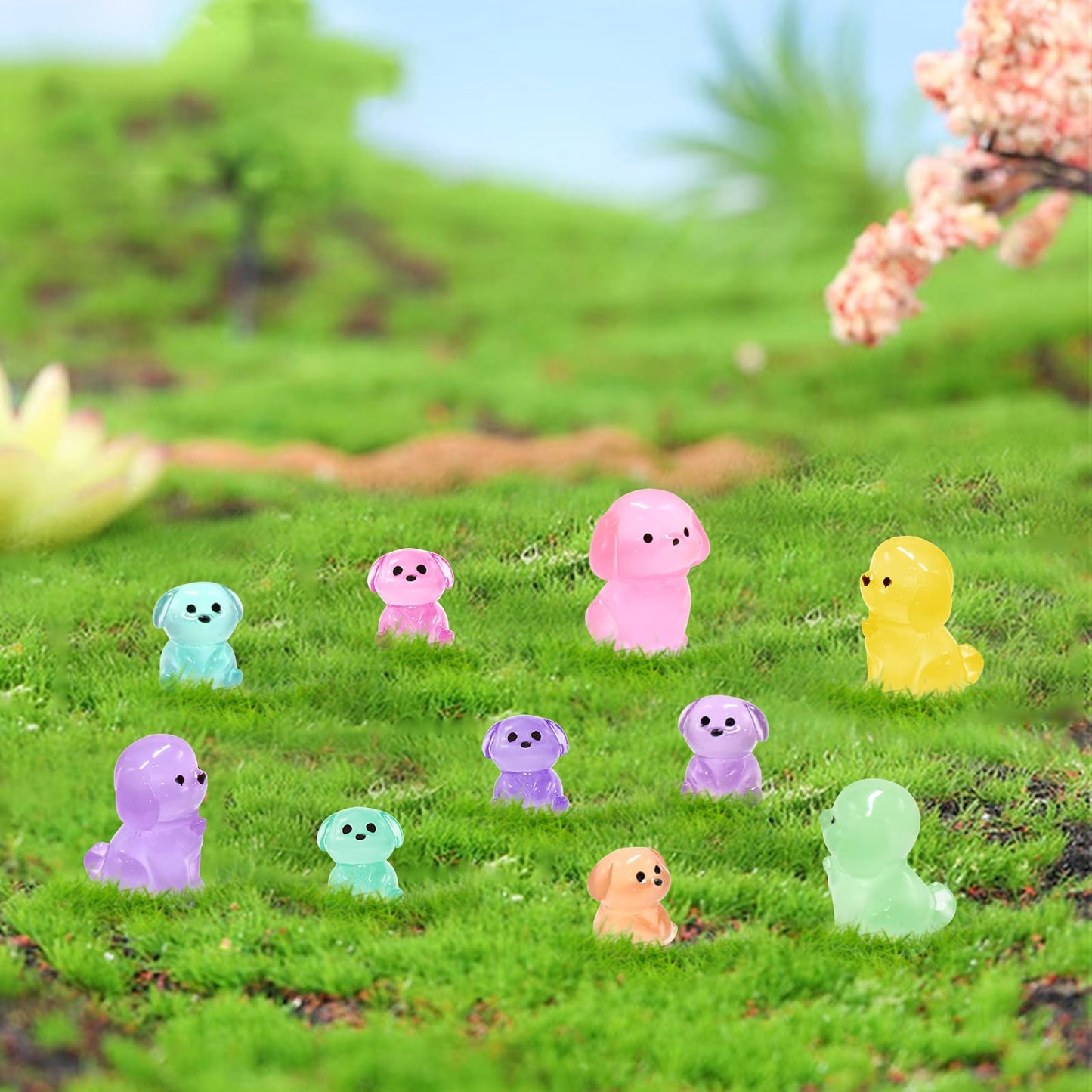 36 Pieces Mini Dog Figurines Luminous Mini Resin Animals Tiny Dog for Dog Birthday Decoration Dog Cake Topper Mini Animals for D