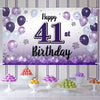 LASKYER Happy 41st Birthday Decorations,41st Purple Balloon Large Birthday Banner Backdrop Sign,41 Years Old Bday Party Supplies