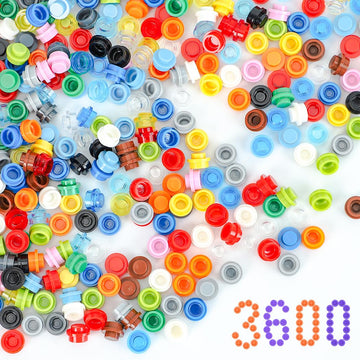 Etarnfly 3600Pcs Pixel Bricks, 1X1 18 Colors Classic Round Plates Building Blocks Parts And Pieces - Pixel Arts Dots Bulk Studs
