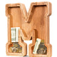 Summidate Wooden Letter Piggy Bank| Piggy Bank For Boys Girls Toddler| Alphabet M Money Bank| Coin Bank Birthday Gift For Kids|2024 Graduation Money Box (M)