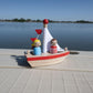 Boats And Buddies- Friends By Jack Rabbit Creations- 3 Piece Wooden Floating Bath Toys- Includes 2 Removable Play Figures- Water