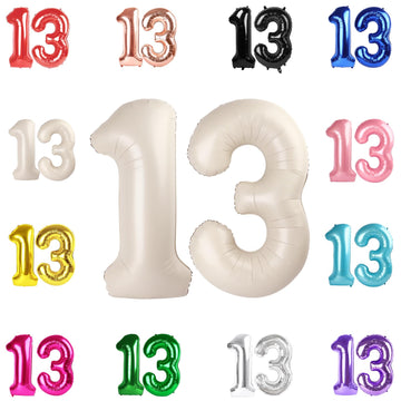 13 Balloon Number, Cream White Number 13Th 31Th Birthday Balloons 40 Inch, 13 Or 31 Years Old Cream White Birthday Decorations F