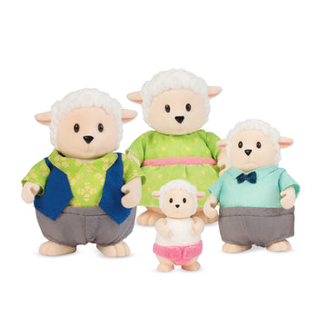 Li'L Woodzeez – The Snipadoodles Sheep Family – Set Of 4 Collectible Posable Sheep Figures With Storybook – Pretend Play Doll Figures – Gift Toy For Kids Age 3+
