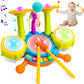 Kids Drum Set For Toddlers 1-3 Musical Baby Toys For 1 Year Old Boy Gifts Montessori Baby Girl Toys With Microphone Light Up Learning Toys Birthday Gifts For Infants 6 9 12 18 Months Toddler Age 1-2