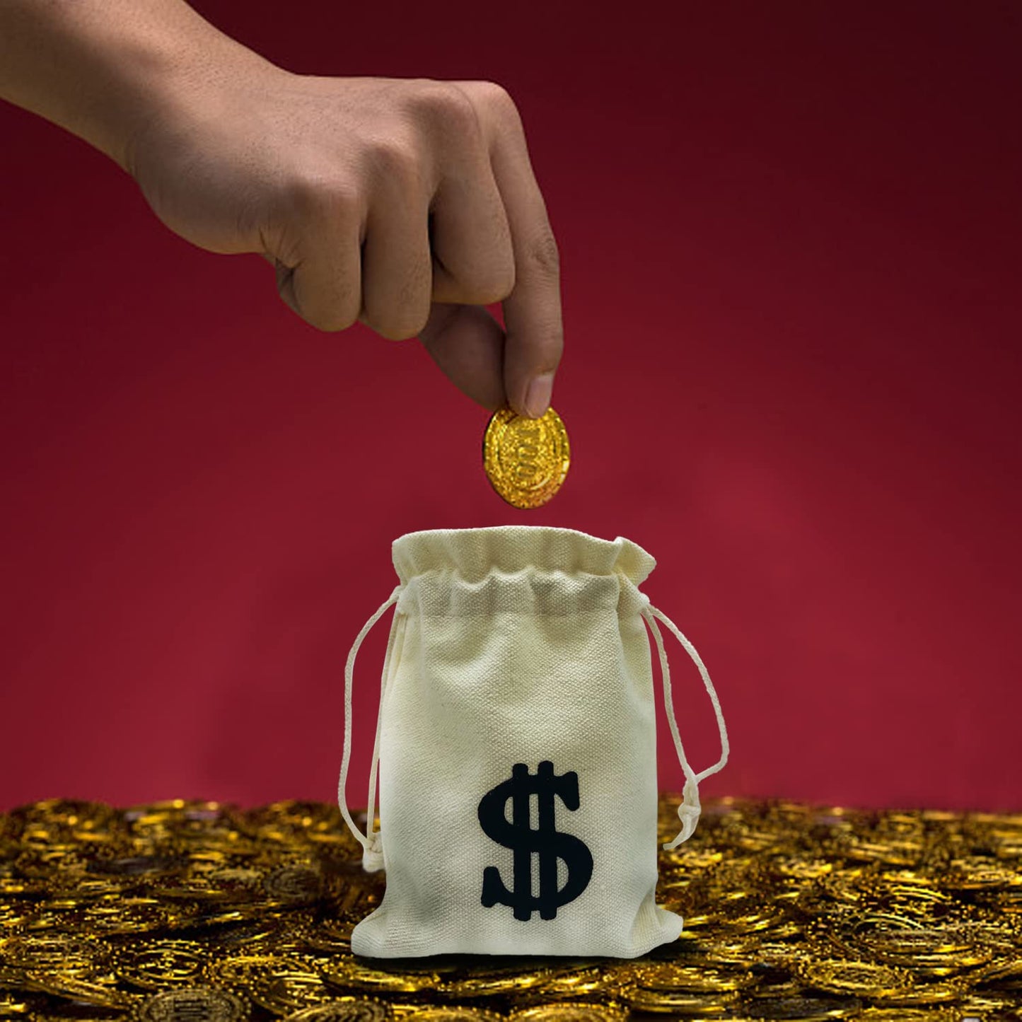 Hfyzz 15Pack 4.7 X 6.2 Inches Canvas Money Sack Bag With Dollar Sign Money Bags Decor With Drawstring For Bank Robber Pirate Cow