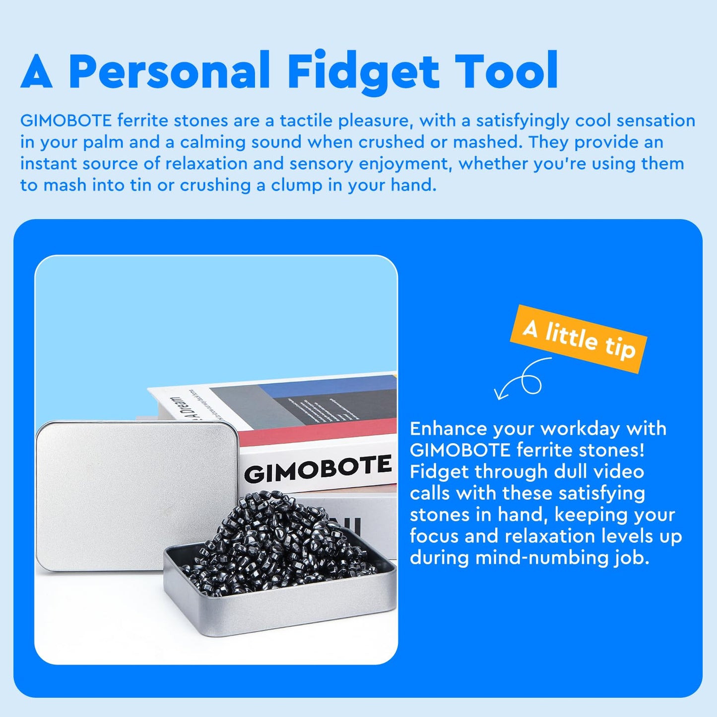 Gimobote Original 1000+ Ferrite Putty Black, Fidget Toy Ferrite Rocks For Stress Relief, Sensory Toy For Adults & Teens 14+, Fer