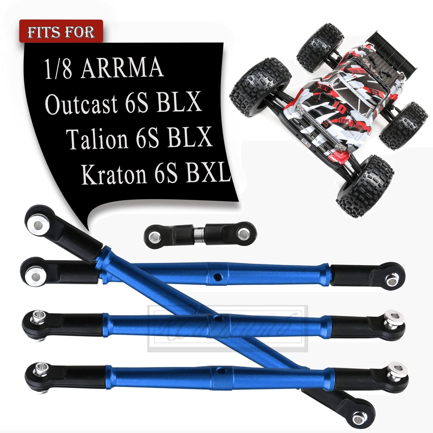 Rcarmumb RC Aluminum Turnbuckles Upgrades Part for ARRMA 1/8 Kraton 6S BLX Outcast 6S BLX Talion 6S BLX,5PCS Alloy Aluminum Turn