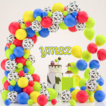 Toy Story Balloons Arch Kit For Boy Story Baby Shower Decorations Theme, 120Pcs Toy Story Balloon Kit With Cow Print Balloons Fo