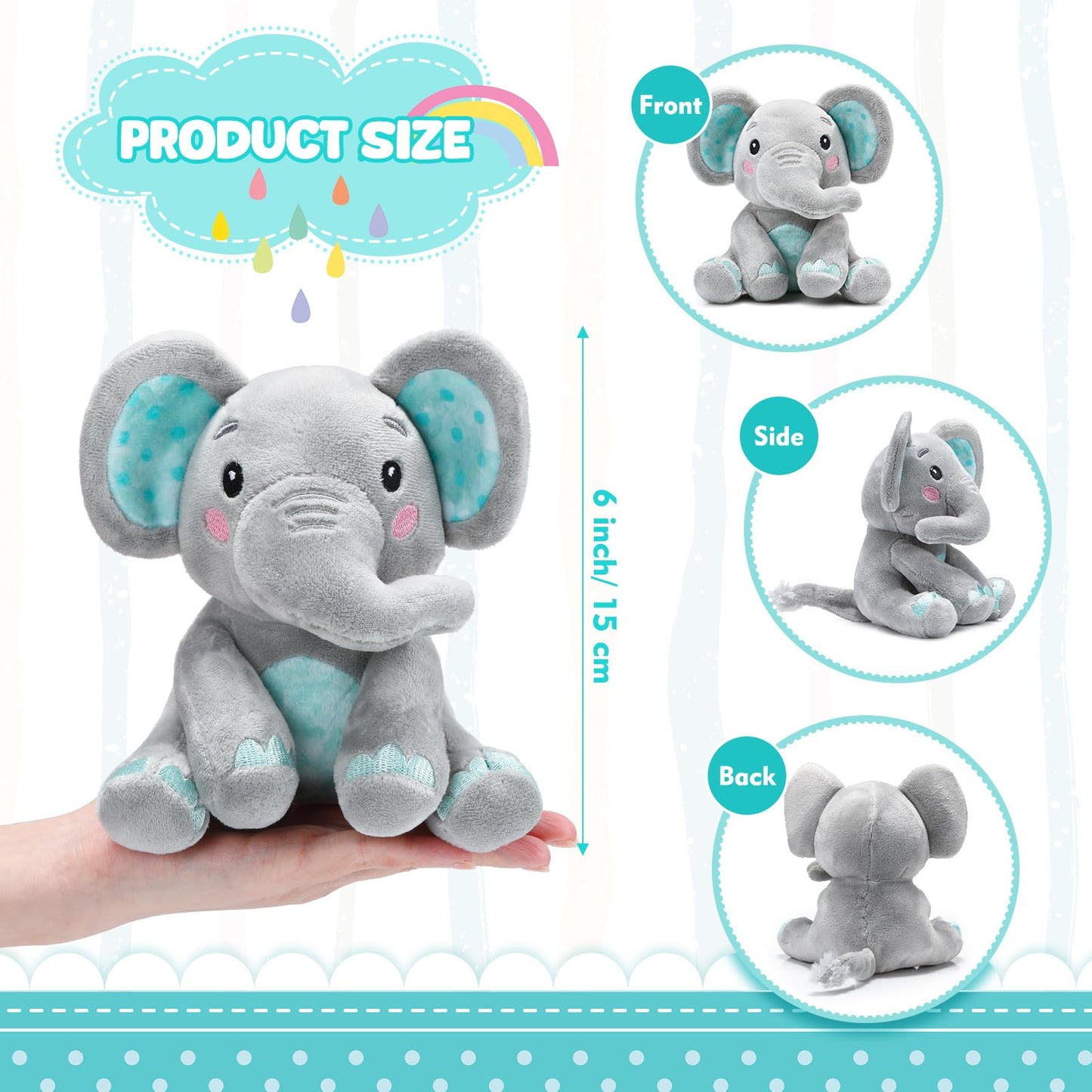 Libima 4 Pcs Small Elephant Stuffed Animals Bulk 6 Inch Cute Elephant Plush Sets Soft Cuddly Stuffed Elephants For Boys Girls Ba