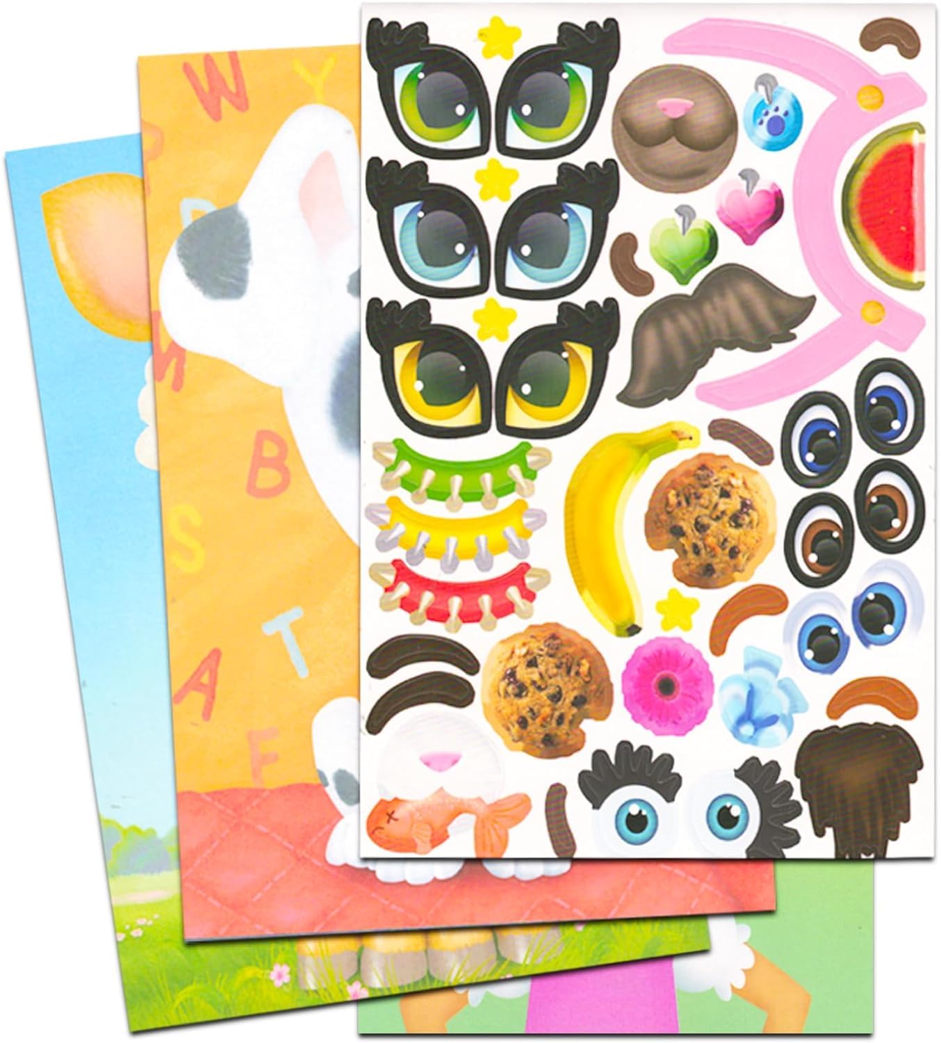 Bendon Publishing Make a Face Sticker Books Set - 3 Activity Books, 450 Stickers, Paper, Colorful Fun for Girls, Kids, Toddlers