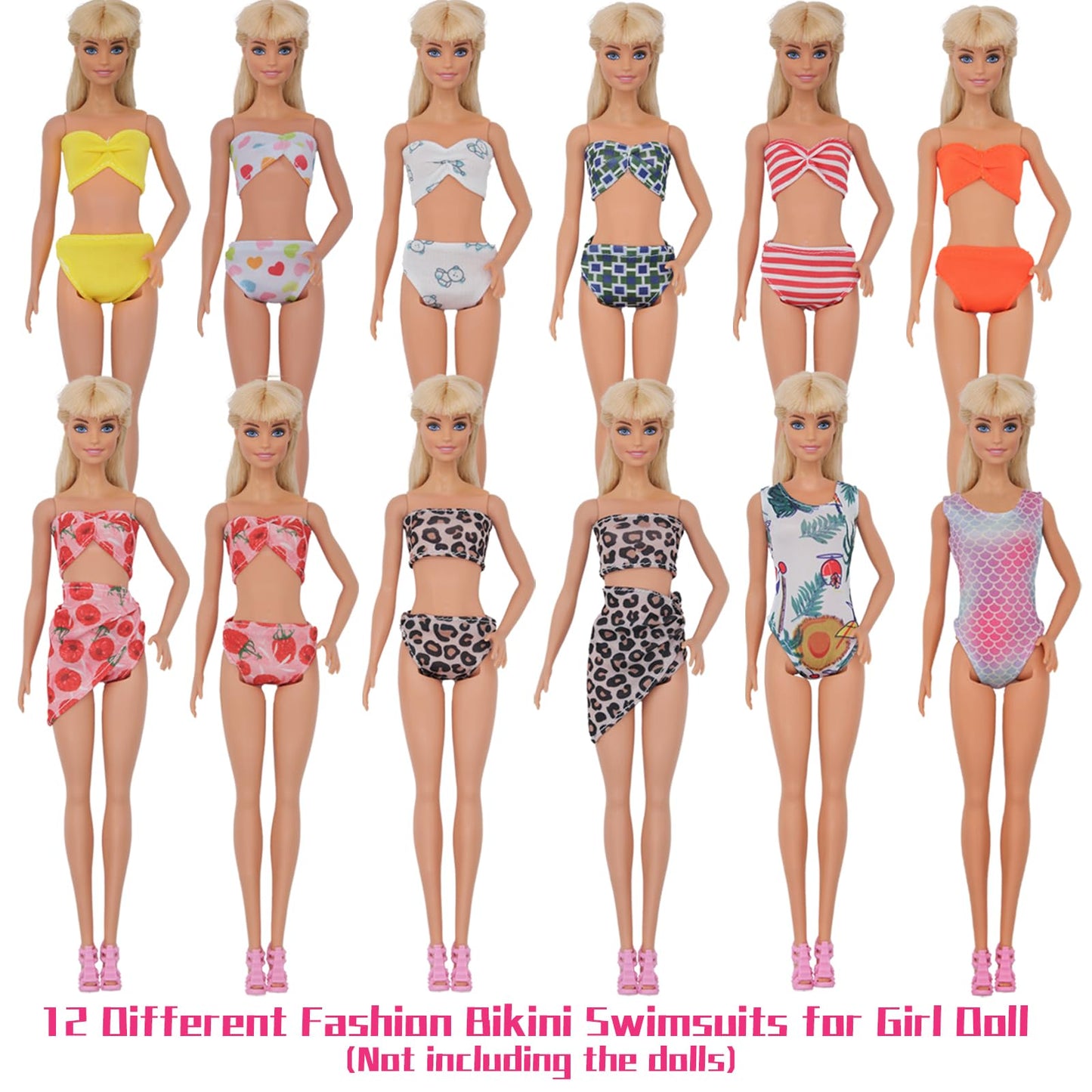 Ztweden 42Pcs Doll Clothes And Swimming Accessories For 12 Inch Boy And Girl Dolls Includes Bikini Swim Suit Swim Trunks Skatebo