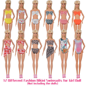 Ztweden 42Pcs Doll Clothes And Swimming Accessories For 12 Inch Boy And Girl Dolls Includes Bikini Swim Suit Swim Trunks Skatebo