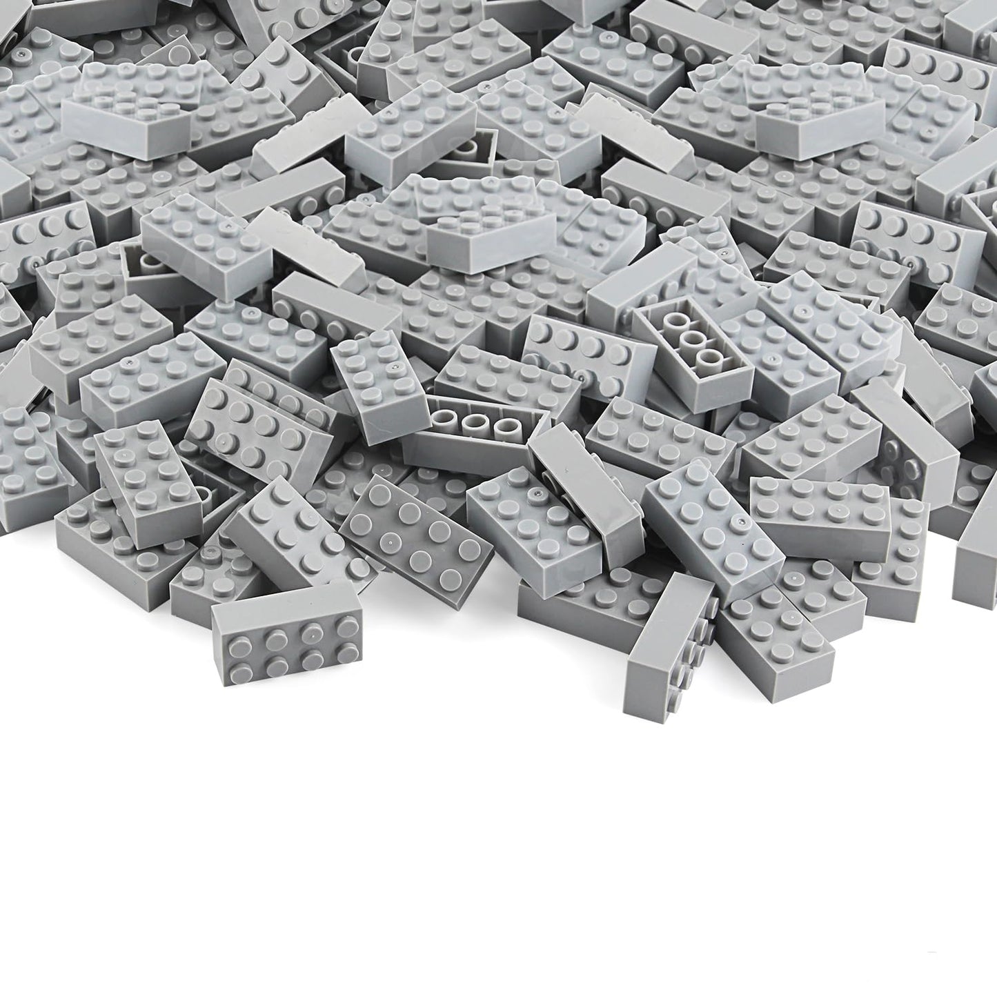 Feleph 100Pcs 2X4 Bricks Light Grey Gray Building Blocks Set Toy Accessories Combine With Major Brick Brands