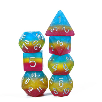 HDdais 7PCS Pansexual-Pride Polyhedral Dice Set, Matte Resin D&D Dice for RPG Table Games