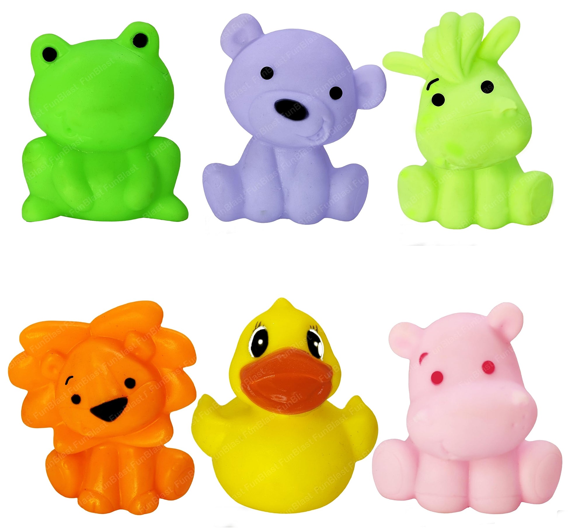 Funblast Animal Friends Bath Toys For Baby And Toddler - Non-Toxic Bpa Free Bathtub Squeeze Toys - Set Of 5