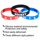 BBTO 48 Pieces Hockey Rubber Bracelets Silicone Hockey Wristband Stretch Rubber Bracelets for Sport Themed Party Supplies