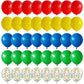 Rainbow Balloons, 60 Pcs Multi Colorful Balloons Set With Primary Color Confetti Balloons, Bright Multicolor Circus Balloons Ass
