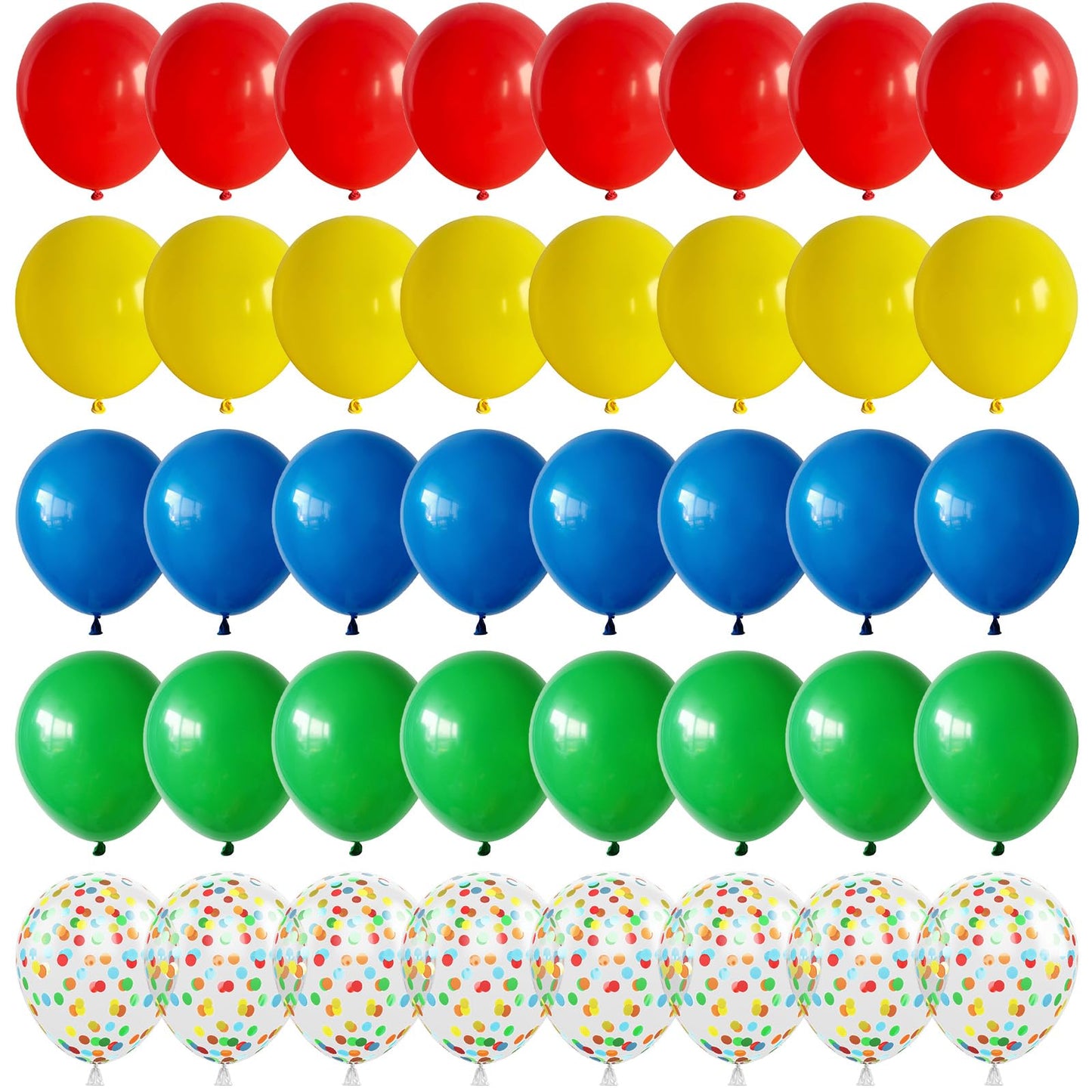 Rainbow Balloons, 60 Pcs Multi Colorful Balloons Set With Primary Color Confetti Balloons, Bright Multicolor Circus Balloons Ass