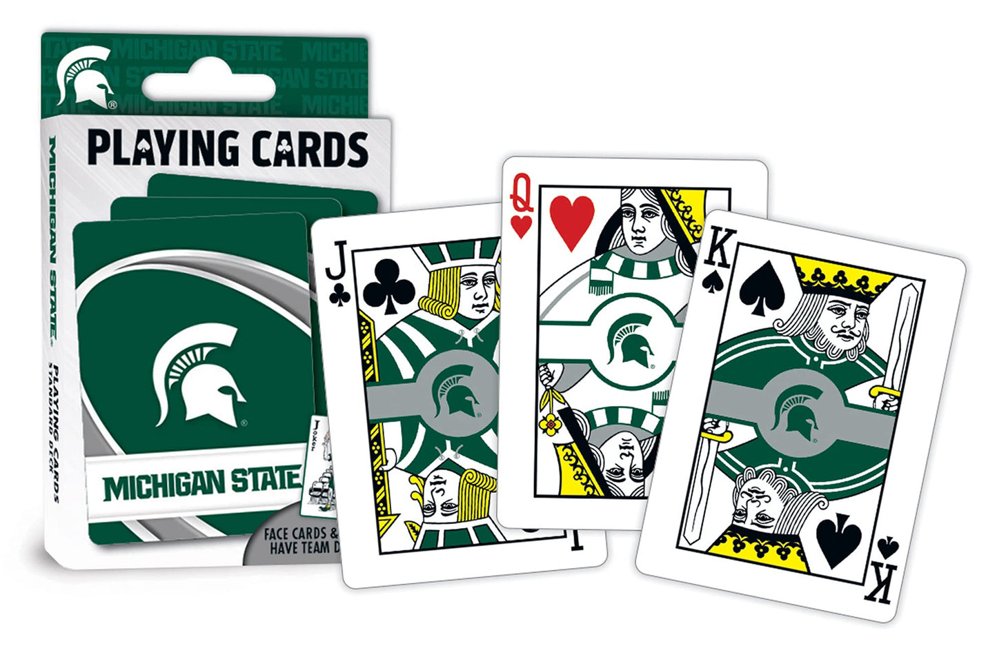 Masterpieces Family Games - Ncaa Michigan State Spartans Playing Cards - Officially Licensed Playing Card Deck For Adults, Kids,