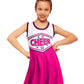 Jenpen Cheerleader Costume Cheerleading Outfit Dress Cheer Uniform With Bow Halloween Dress Up Gifts(3-5 Years,Rose Red)