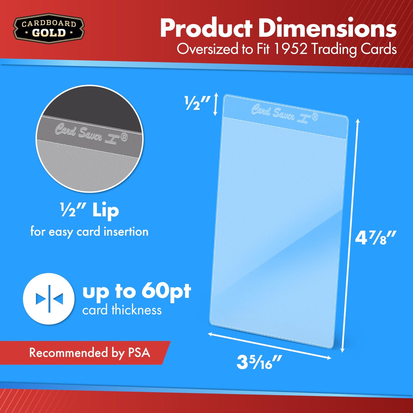 Cardboard Gold Card Saver - 100 Count Semi Rigid Trading Card Protectors, Clear, PSA-Approved, Compatible with Binders & Storage Boxes