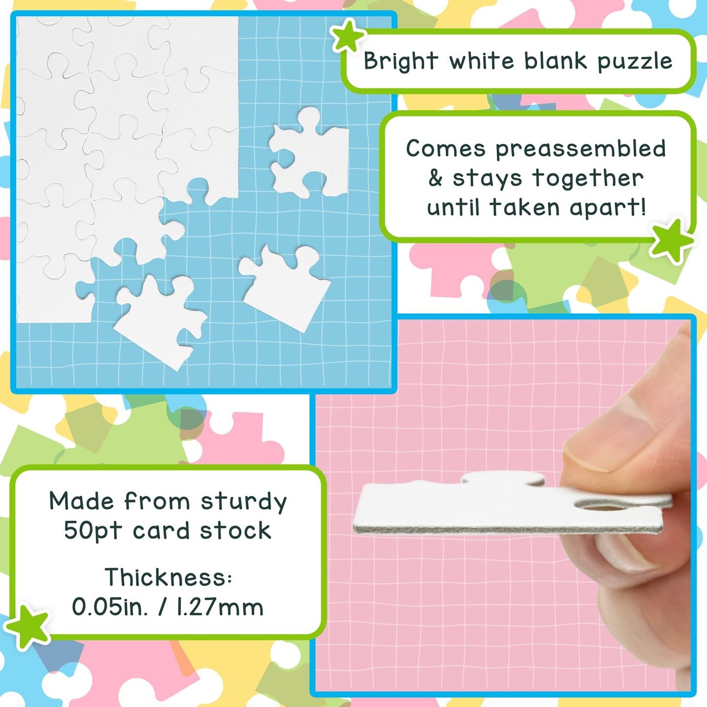 Hygloss Blank Puzzles With Heart Shape - 8.5'' X 9.5'' - 100 Puzzles - Ideal For Valentines - Write, Draw, And Decorate Your Own