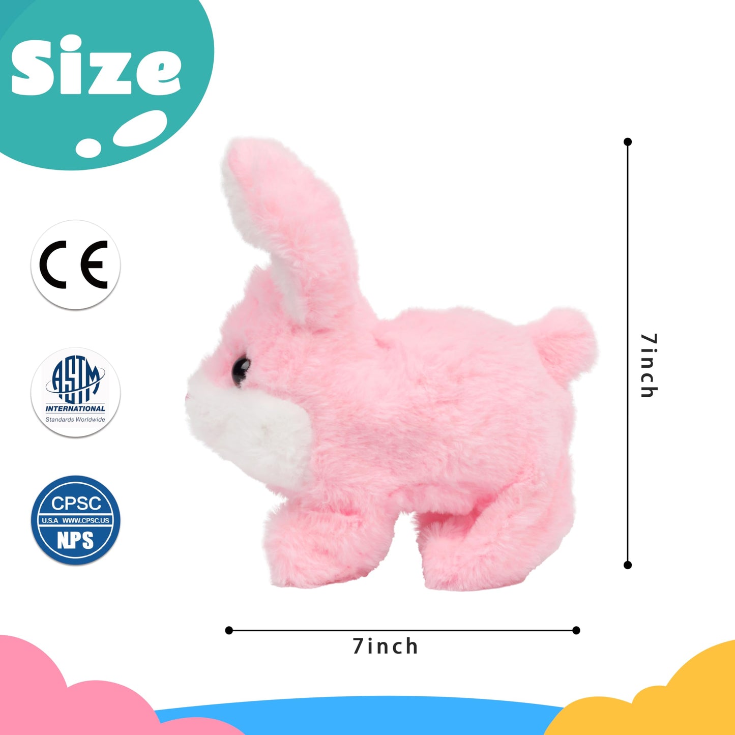 Cuteoy Walking Pink Bunny Stuffed Animal Talking Wagging Nodding Educational Plush Toy Electric Interactive Animated Plushies For Girls Boys Birthday