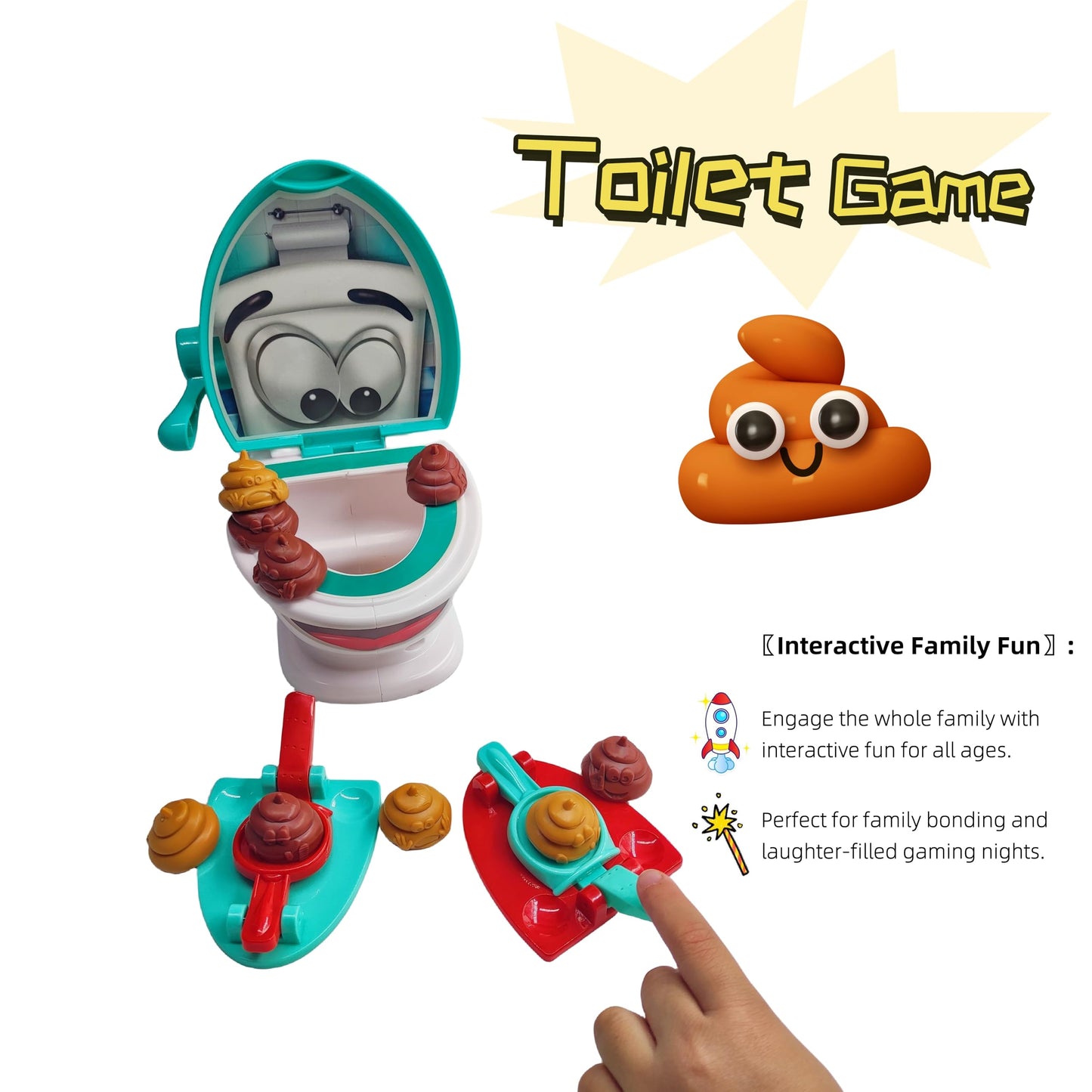 Ybgocot Poop Game - Floor Shooting Game for Kids 4-12, Standard Size, Plastic, Toilet Poop Color, Model 007-125
