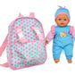 Dolls To Play 13" Soft Baby Doll with Pink Backpack Carrier - White Vinyl Doll Accessories Included