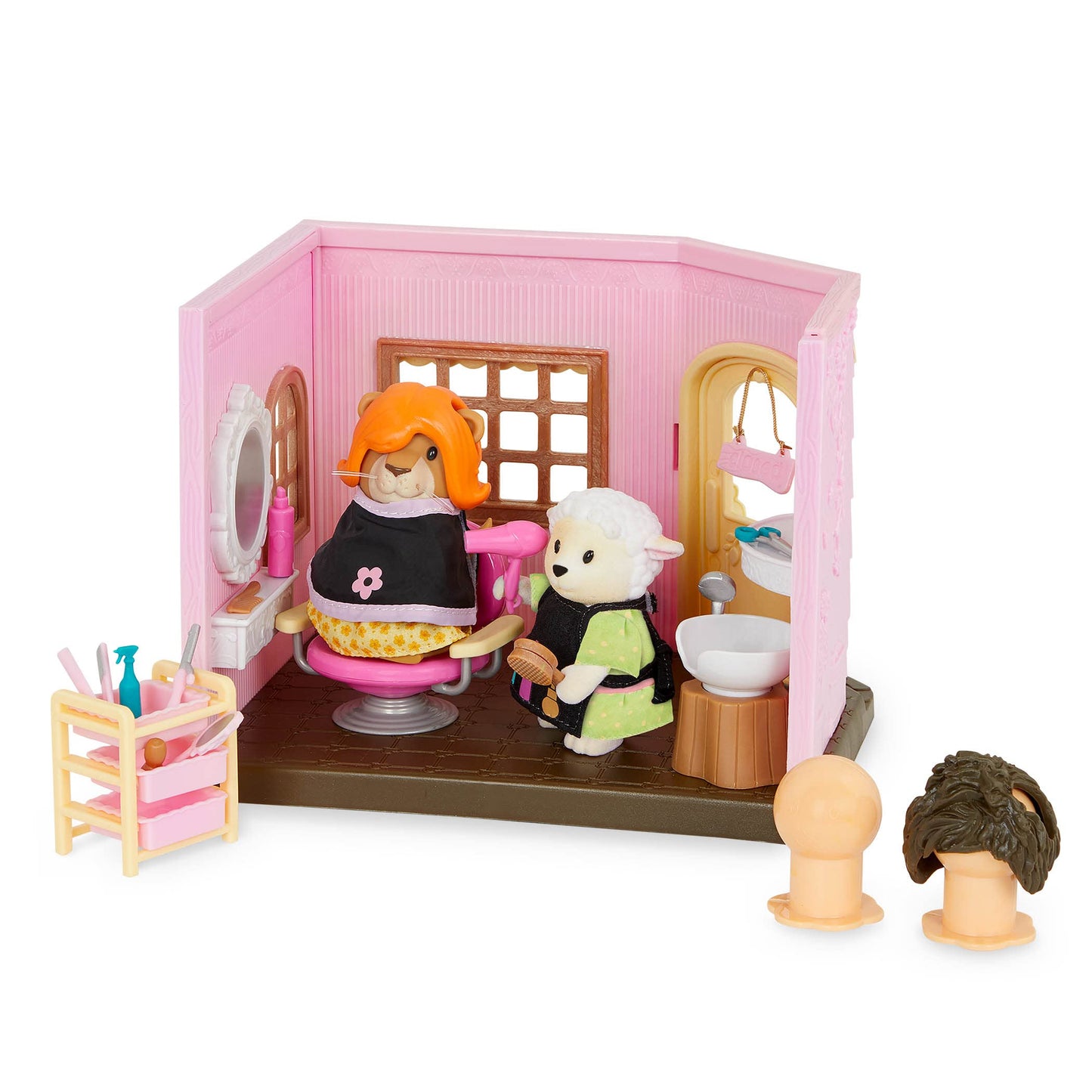 Li'L Woodzeez Lil Woodzeez – Animal Figurine Playset – Toy Hair Salon – Barbershop With Furniture – Storybook Included – 3 Years +