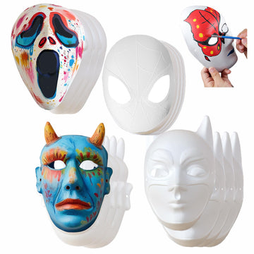 Lynkaye White Plain Masks,16 pcs DIY Unpainted Masquerade Masks Craft Mardi Gras Dance Cosplay Party Mask Costume (16 Pcs) (16pc