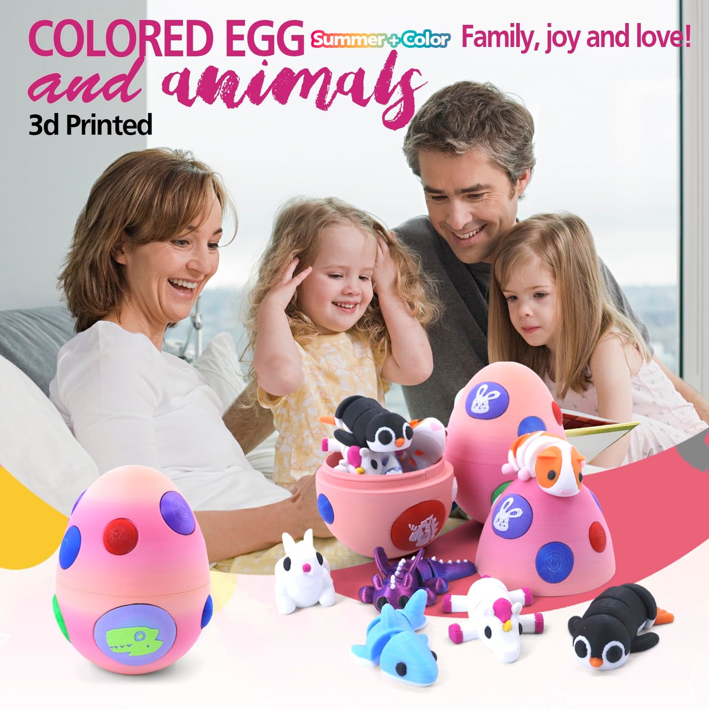 HyBaiS Mystery Mini 3D Printed Articulated Animal Figurines Set with Egg Little Cute Animals Pocket Pet 3D Animals Toys 3D Printed Miniature Figurines Gifts(Capybara&Unicorn&Rabbit)