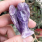 Fekuar Natural Amethyst Guardian Angel Statue, Hand-Carved Healing Crystal Pocket Figurines Decoration 2 Inches
