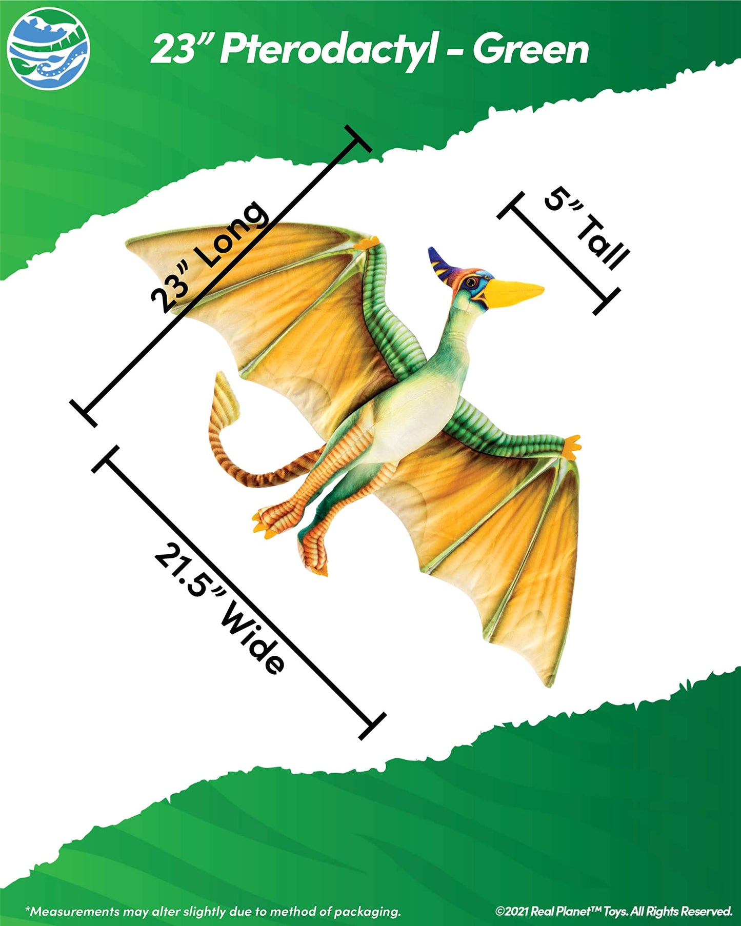 Real Planet Pterodactyl Green 28 Inch Realistic Soft Plush