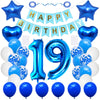 Huture 19 Birthday Party Supplies Blue Number 19 Foil Balloon Happy Birthday Banner Kit 19Th Birthday Decoration White Blue Late